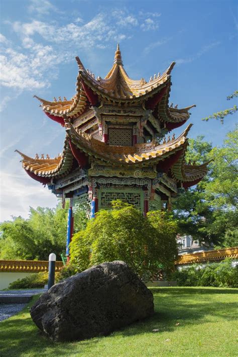 Chinese Garden A View Of The Garten Temple Stock Photo Image Of