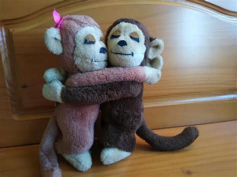 Vintage Dakin 1975 Hugging Love Monkeys Set 11 Stuffed Animals Plush