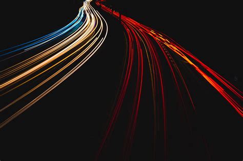 Long Exposure Road Neon Glow Black Hd Wallpaper Peakpx