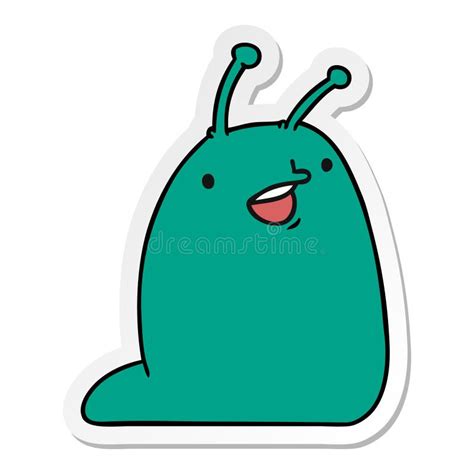 Sticker Cartoon Of A Cute Kawaii Slug Stock Vector Illustration Of