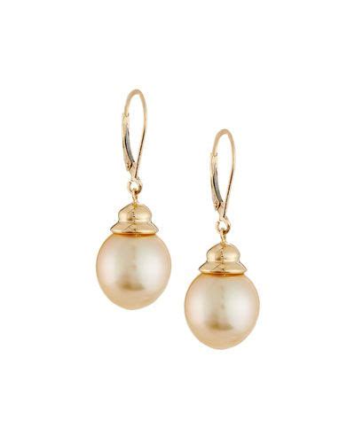 Pearl Drop Earrings Pearl Necklace Golden South Sea Pearls South