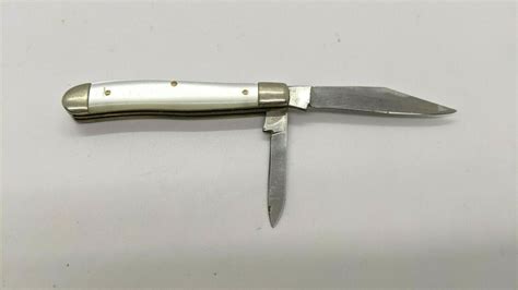 Vintage Sabre Japan 2 Blade Folding Pocket Knife Mother Of Pearl 3 Pin