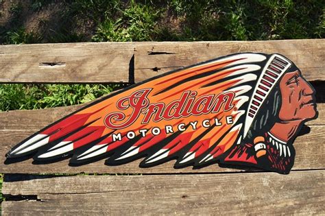 Indian Motorcycle Embossed Tin Metal Sign Chief Scout Retro