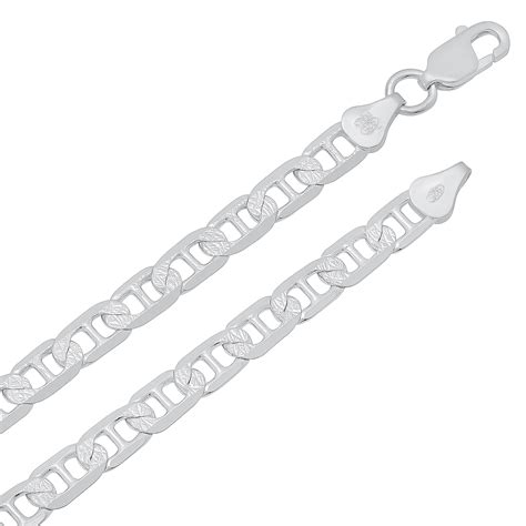 65mm Solid 925 Sterling Silver Diamond Cut Mariner Link Chain Ebay