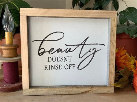 Beauty Doesnt Rinse Off Bathroom Sign Rustic Bathroom Decor Country