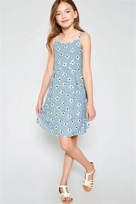 Floral Tie Back Mini Dress Girls Casual Dresses Dresses For Tweens