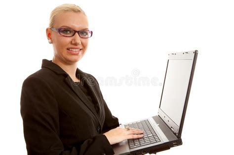 Blonde Secretary With Laptop Stock Image Image Of Secretary