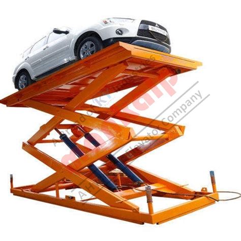 2 post mild steel industrial hydraulic car lifts for parking 0 2 tons at rs 350000 in ahmedabad