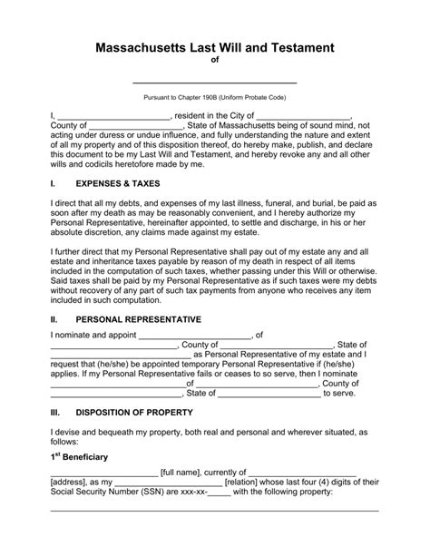We did not find results for: Free Massachusetts Last Will and Testament Template - PDF | Word | eForms - Free Fillable Forms ...