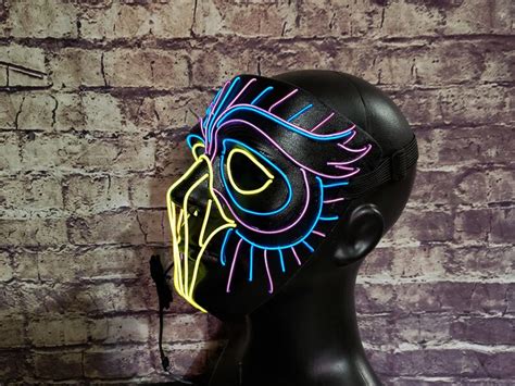 Night Owl Led Light Up Mask El Wire Owl Handmade Animal Etsy