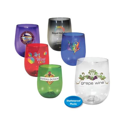 Promotional 12 Oz Plastic Stemless Wine Glass Full Color Digital Everything Promo