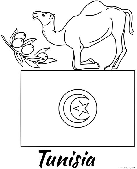 Free national flag of tunisia printable coloring page. Tunisia Flag Camel Coloring Pages Printable