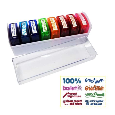 Buy Teacher Stamp Set Self Inking Motivation School Classroom Teacher Grading Stamp Set And Tray