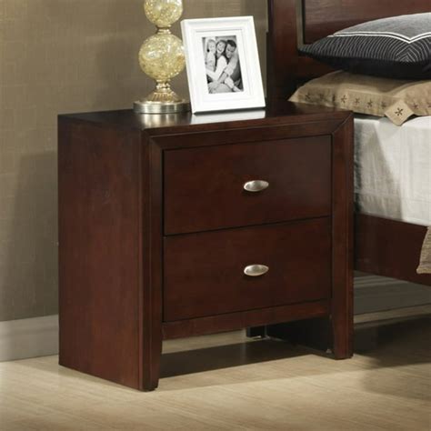 Roundhill Gloria Brown Cherry Finish Wood 2 Drawers Nightstand