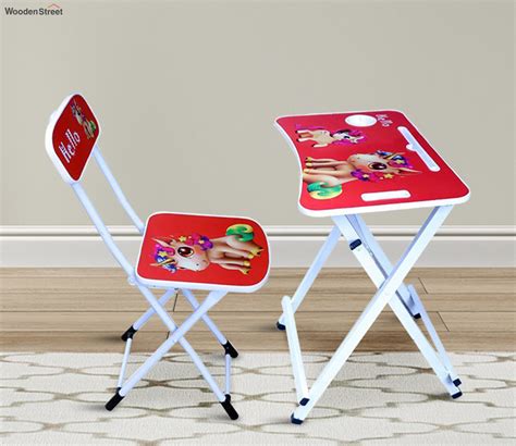 Buy Kids Foldable Study Table Set Red Online In India At Best Price