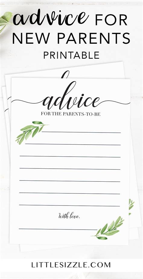 And the games will add a whole lotta fun! Printable Baby Shower Advice Card for Parents-To-Be | Baby ...