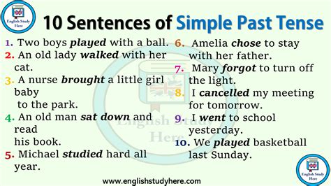 10 Sentences Of Simple Past Tense English Study Here