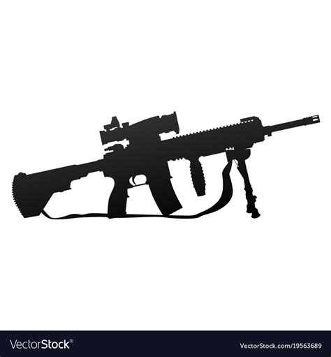 Military Style Automatic Rifle Silhouette Vector Image