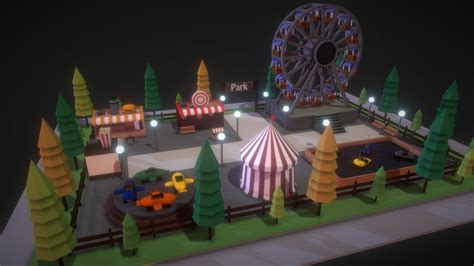 Low Poly Amusement Park Buy Royalty Free 3d Model By Payne
