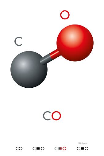 Ilustración De Monóxido De Carbono Co Modelo De La Molécula Y Fórmula
