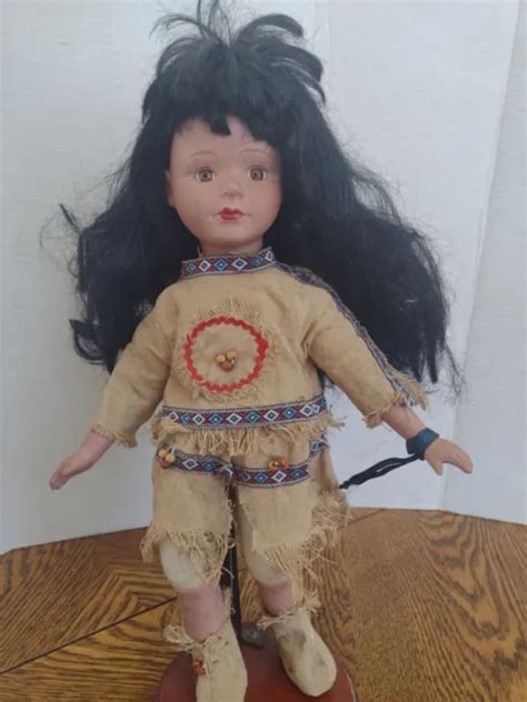 Vintage Native American Indian Pocahontas Porcelain Doll Anastasia Fringe Dress 1000 Picclick