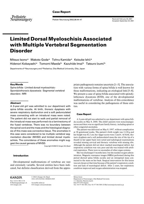Pdf Limited Dorsal Myeloschisis Associated With Multiple Vertebral