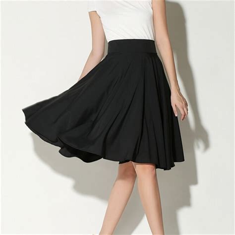 summer plus size high waist middle zipper skirt knee length skirts vintage midi skirt women