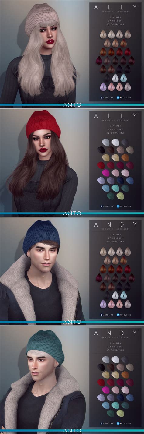 Прически для МЖ Ally And Andy By Anto Женские прически для Sims 4