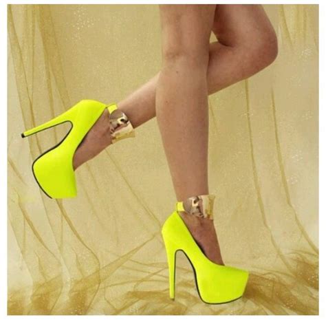 Yellow Bright Heels Neon Shoes Cute Shoes