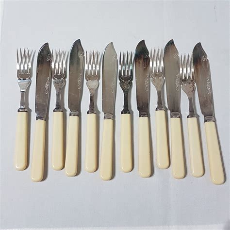 Set Of 6 EPNS Fish Knives And Forks Bone Fish Knife Unique Etsy