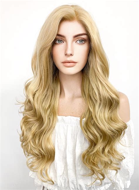 Long Wavy Light Ash Blonde Lace Front Synthetic Hair Wig Lf101