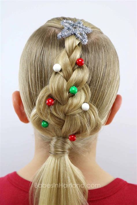 for an easy christmas hairstyle try this cute christmas tree braid from babesinhairland
