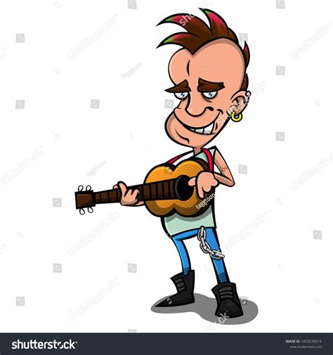 Punk Musician Playing Classic Guitar Cartoon Stock Vector Royalty Free