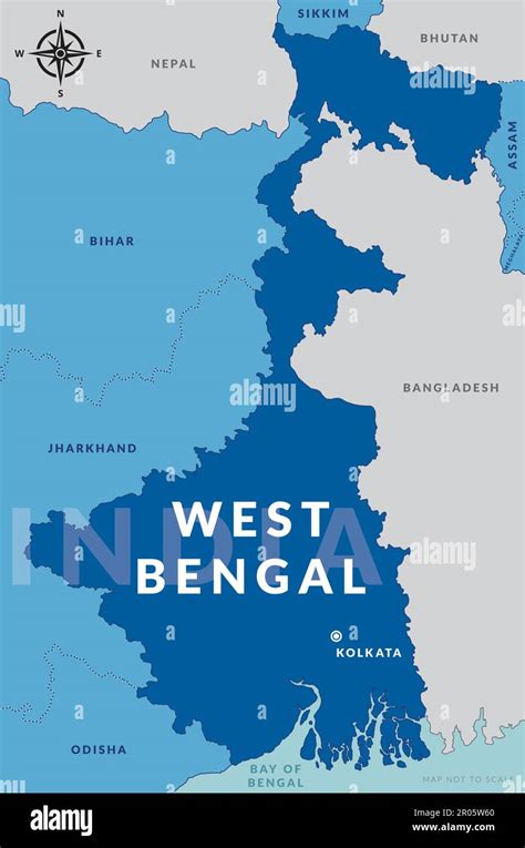 State Of West Bengal India With Capital City Kolkata Hand Drawn Vector