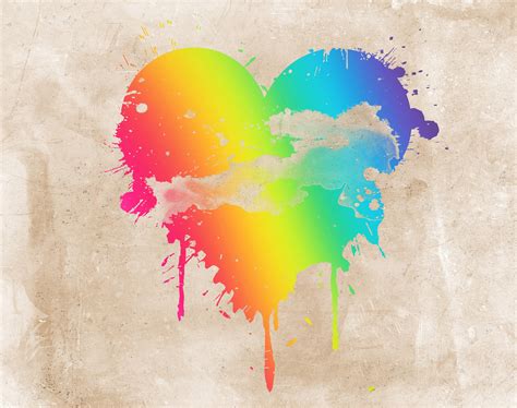 Rainbow Paint Splatter Heartheart Decal Heart Etsy