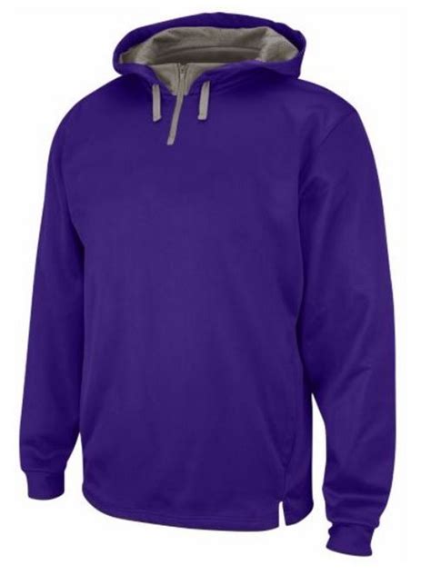 Majestic Mens Therma Base Fleece Solid Purple Pullover 14 Zip Hoodie
