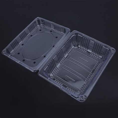 25 Pcs Disposable Plastic Hinged Loaf Container Food Fruit Storage Box