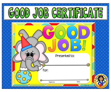 Great Job Certificate For Kids