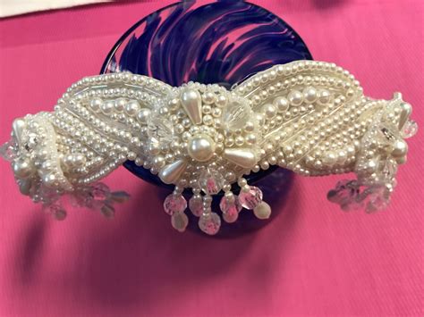 Vintage Pearl Tiara White Floral Crown Wedding Etsy