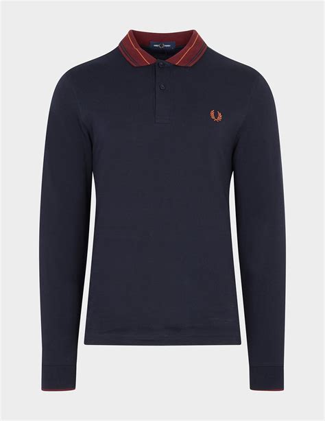 Fred Perry Stripe Collar Polo Shirt Blue For Men Lyst