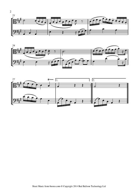Mozart Twelve Duets K487 No3 Sheet Music For Viola Cello Duet