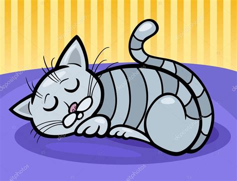 Sleeping Cat Cartoon Illustration — Stock Vector © Izakowski 15454063
