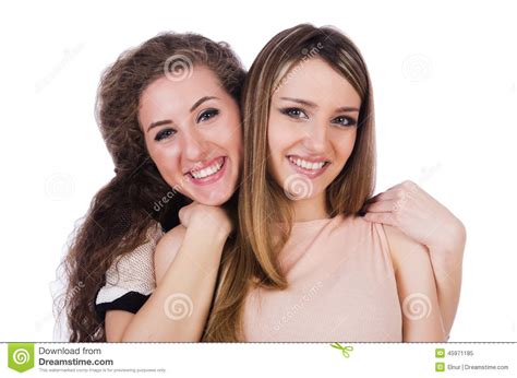 Two Female Friends Isolated Stock Image Image Of Lifestyle Female