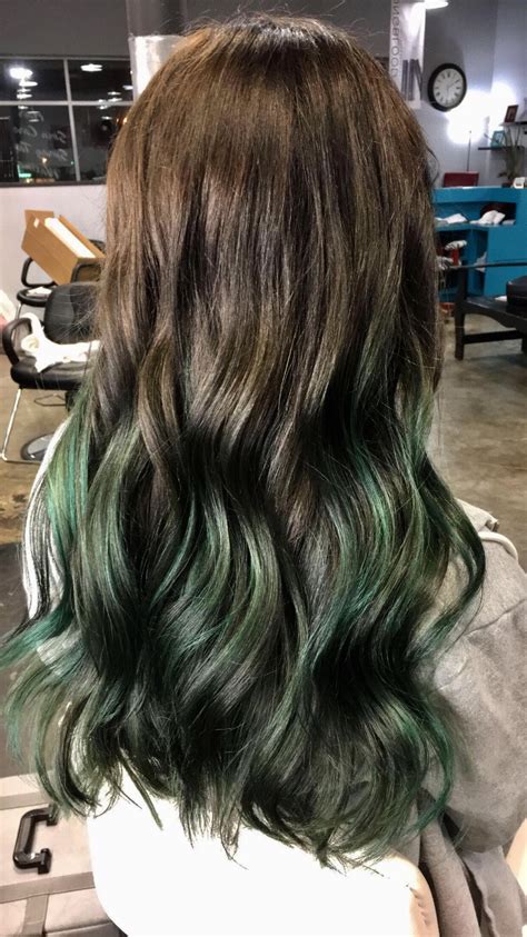 Emerald Green Balayage Green Hair Ombre Dark Green Hair