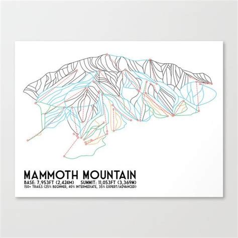 Mammoth Mountain Circle Square Diamond Art Map Canvas Print Map Art