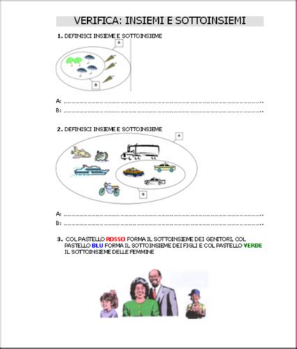 Roberta ha chiesto un libro alla zia. Verifiche matematica scuola primaria: Insiemi e ...