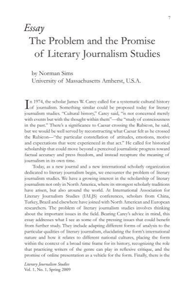 Essay The Problem And The Promise Of Literary Journalism Ialjs