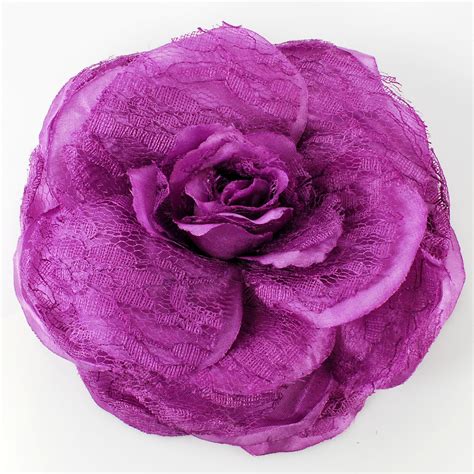 purple fabric flower brooch