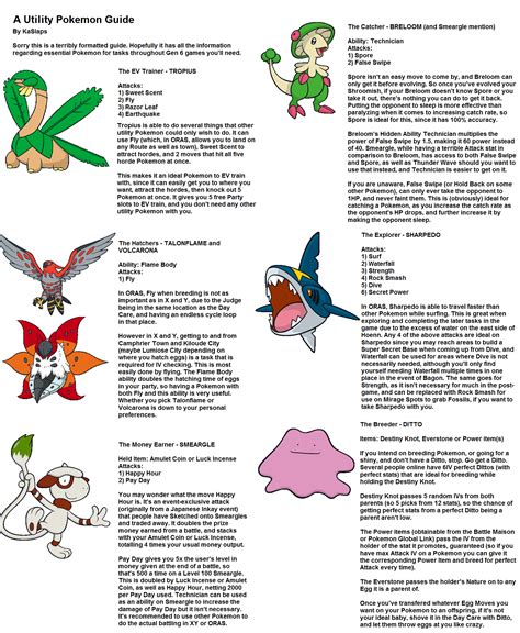 A Utility Pokemon Guide for ORAS - please give feedback! (sorry for
