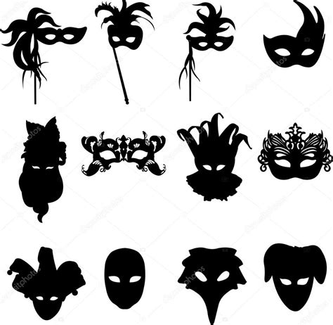 Collection Of Carnival Venetian Masks Background Silhouette — Stock Vector © Tinica 10748366